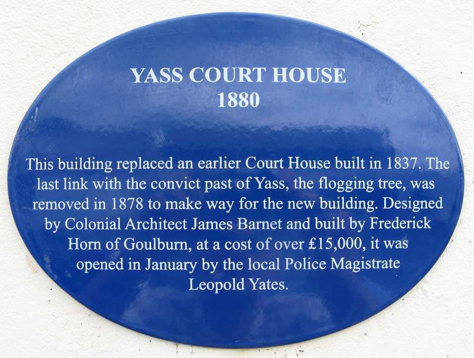 Yass courthouse plaque. Photo: Peter de Waal