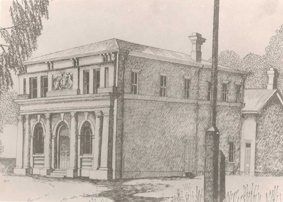 Balranald courthouse sketch, opened 2 Apr 1886. Photo: courtesy Russell Bodinnar, Balranald