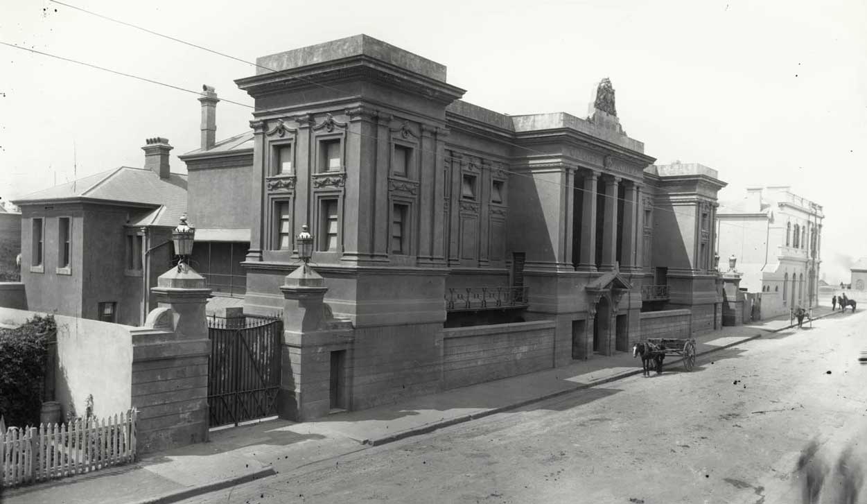 Newtown courthouse, opened 9 Jun 1885. Photo ID: SRNSW 4481_ a026_000510.jpg Newtown courthouse under construction during 1880s. Photo ID: SRNSW 4481_a026_000510.jpg