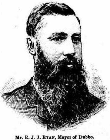 Dubbo Mayor, Richard James Joseph Ryan.  Image: Australian Town and Country  Journal, Sat 28 May 1887, p. 1123.  Reproduction: Peter de Waal
