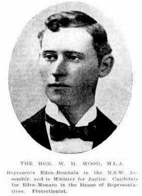 The Hon WH Wood, MLA. Image: Australian Town and Country Journal, Sat 9 Mar 1901, p. 36. Reproduction: Peter de Waal