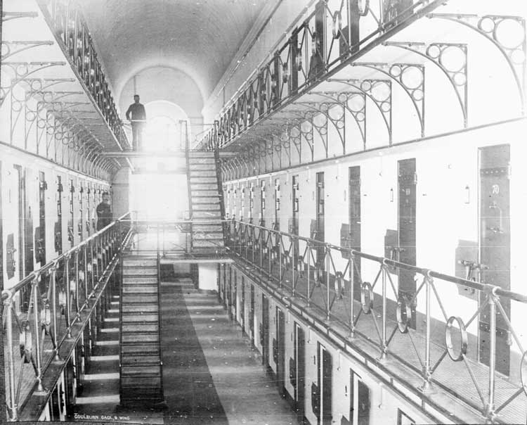 Goulburn gaol, B wing, n.d. SRNSW NRS4481, Government Printing Office Glass Negatives, photo 1938 Goulburn gaol, B wing, n.d. SRNSW NRS4481, Government Printing Office Glass Negatives, photo 1938