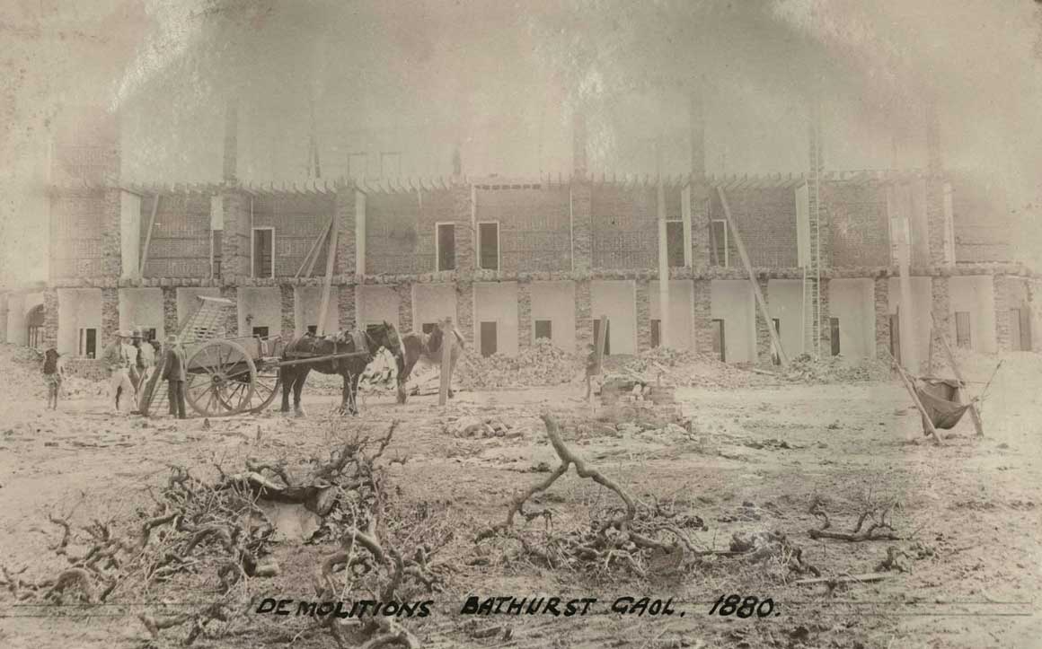 Bathurst gaol demolition, 1880 [s ic ]. Photo ID: SRNSW 4346_a020 _a020000251.jpg