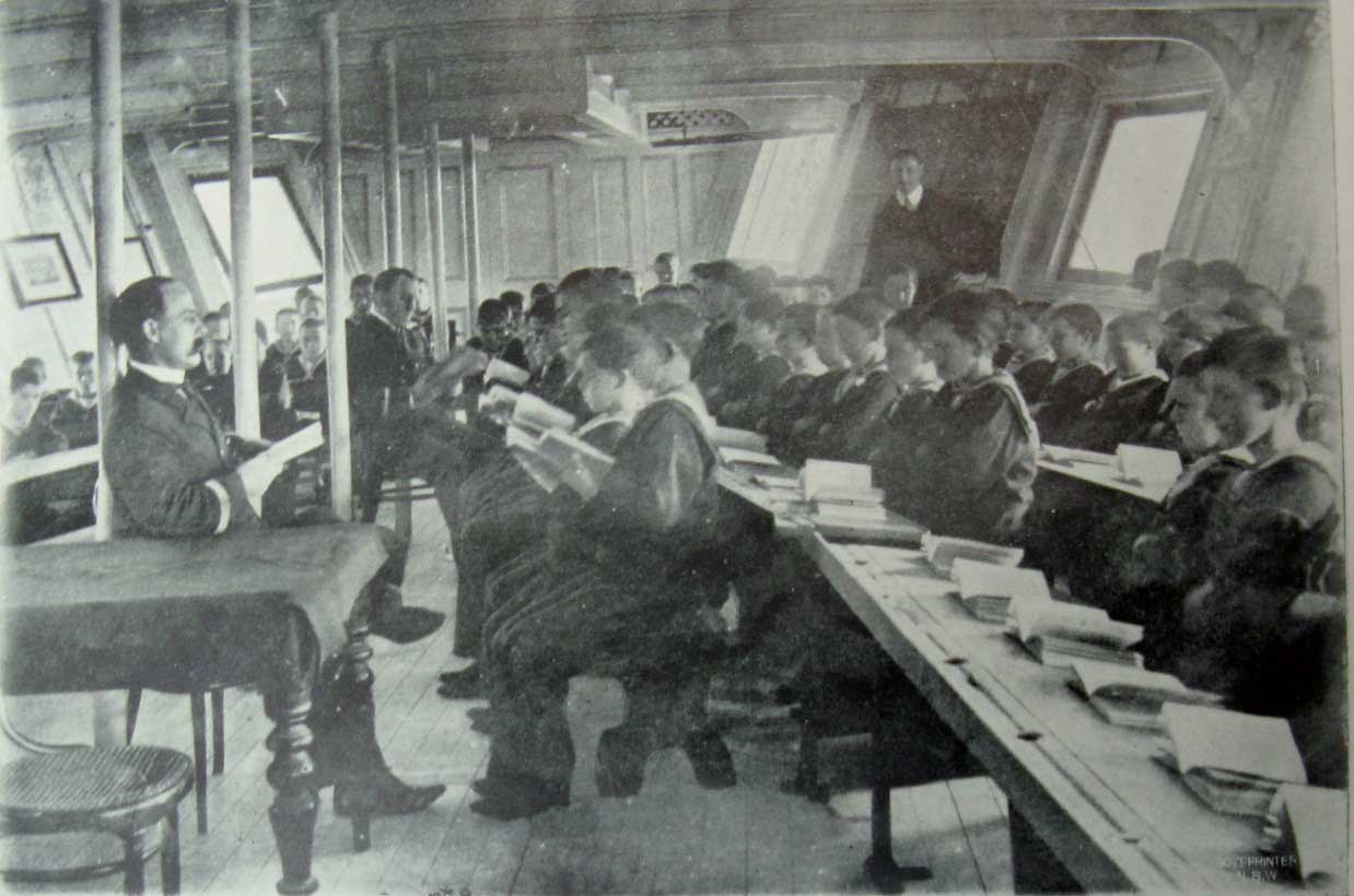 Sobraon school room. ML: Q364/N, Report of the Superintendent of the Nautical School-Ship “Sobraon” for the Year Ended, 30 Apr 1906. Reproduction: Peter de Waal