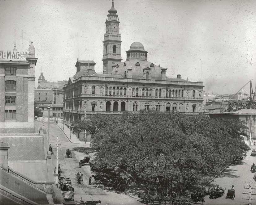 Macquarie Place in foreground of Lands Department, Sydney 1900. Photo ID: SRNSW 4346_a020_ a020000009.jpg