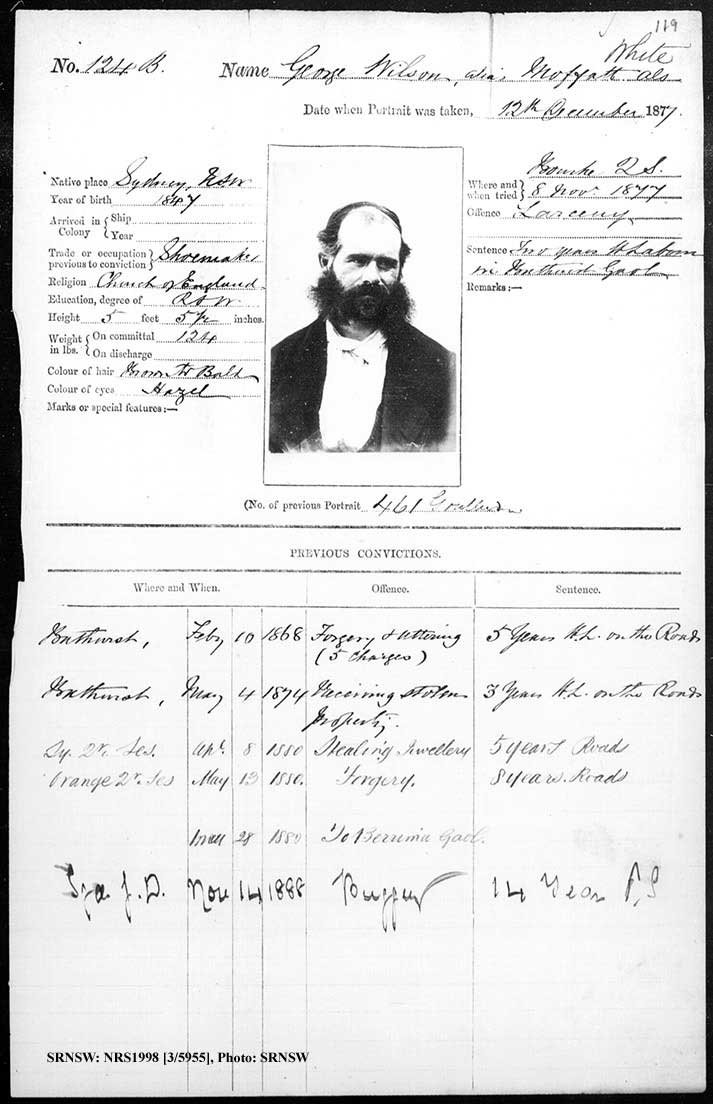SRNSW: NRS1998, [3/5955], Bathurst Gaol photographic description book, 1874-1930, No. 124, p. 119, R5084.