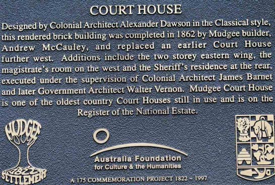 Mudgee courthouse plaque. Photo: Peter Bonsall-Boone