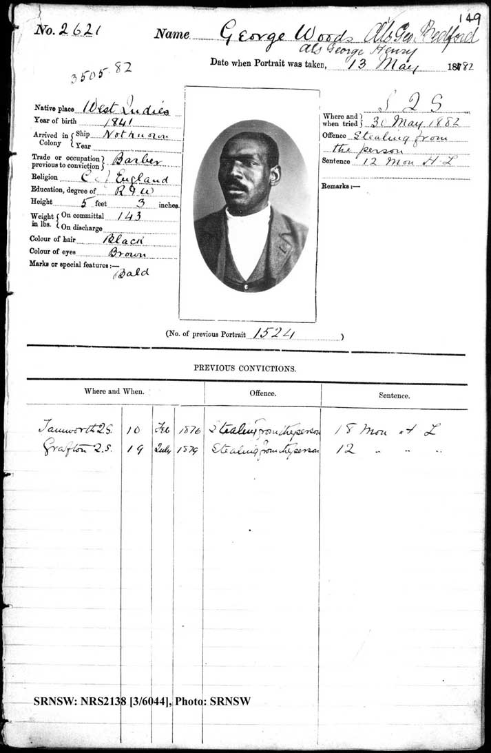 SRNSW: NRS2138, [3/6044], Darlinghurst Gaol photographic description book, 1881-1883, No. 2621, p. 149, R5100.