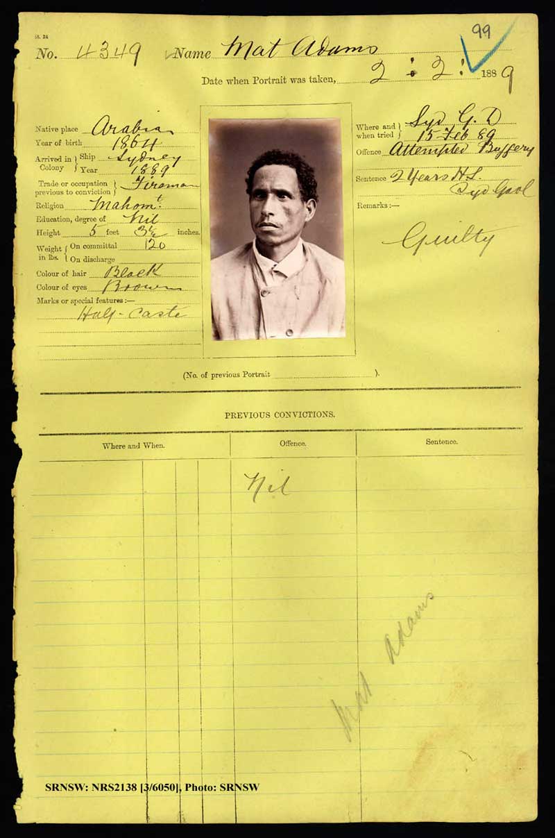 SRNSW: NRS2138, [3/6050], Darlinghurst Gaol photographic description book, 1888-1889, No. 4349, p. 99, R5103.