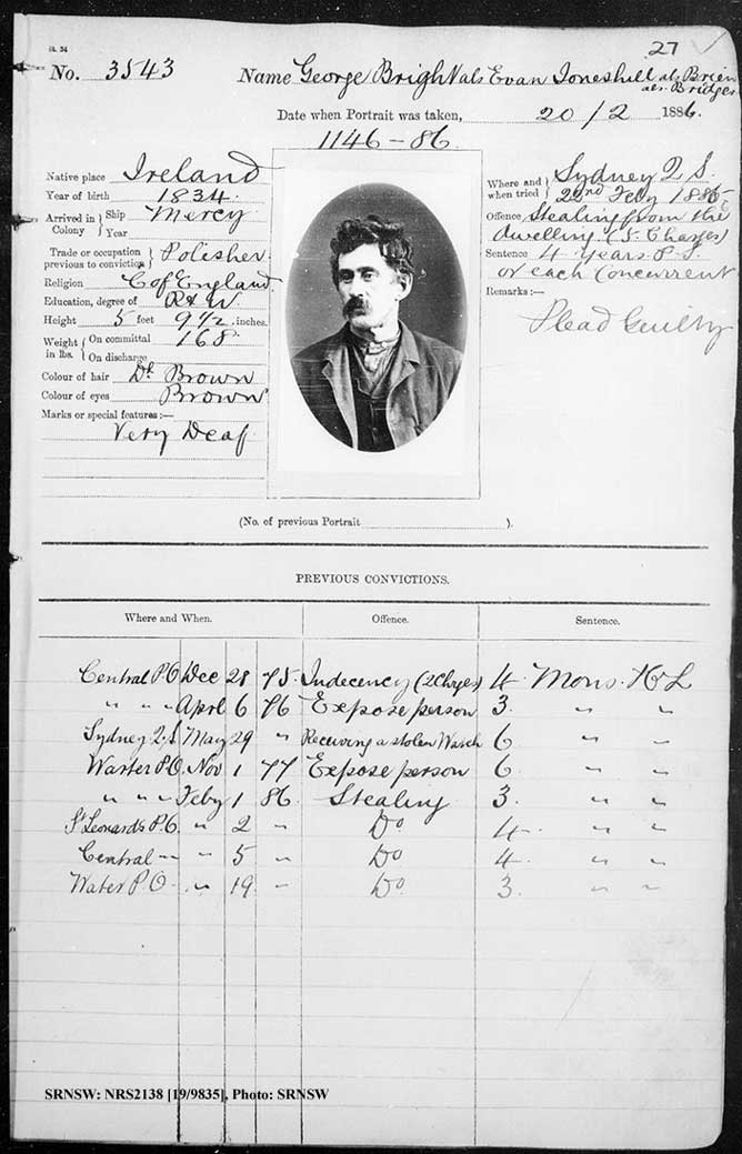 SRNSW: NRS2138, [19/9835], Darlinghurst Gaol photographic description book, 1886 No.3543, p. 27, R5102.