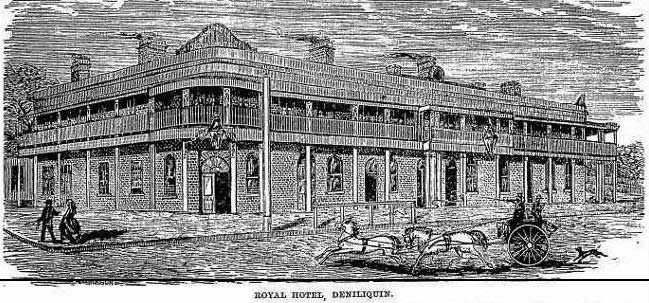 Royal Hotel, Deniliquin. Image: Australian Town and Country Journal, Sat 1 Jun 1872, p. 17. Reproduction: Peter de Waal Royal Hotel, Deniliquin. Image: Australian Town and Country Journal, Sat 1 Jun 1872, p. 17. Reproduction: Peter de Waal