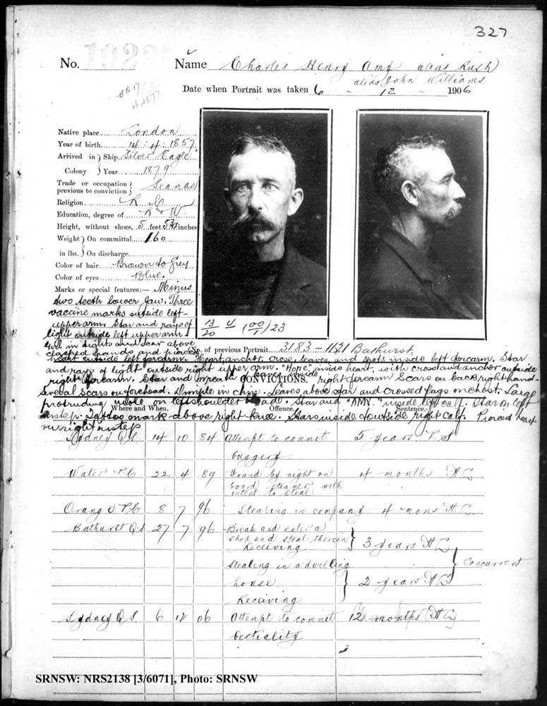 SRNSW: NRS2138, [3/6071] , Darlinghurst Gaol photographic description book, 1905-1907, No. 10235, p. 327, R5111.