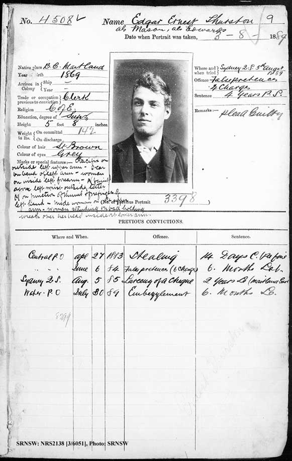 SRNSW: NRS2138, [3/6051], Darlinghurst Gaol photographic description book, 1889-1890, No. 4508, p. 9, R5103.