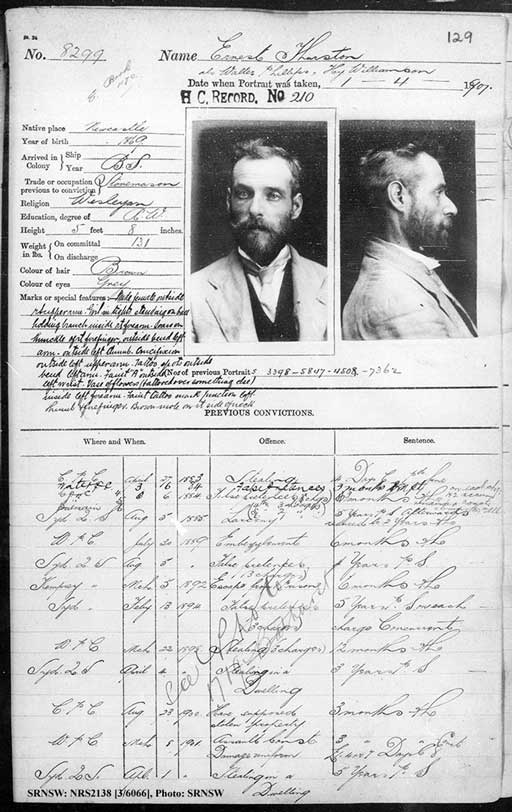 SRNSW: NRS2138, [3/6066], Darlinghurst Gaol photographic description book, 1900-1901, No. 8299, p.129, R5109.