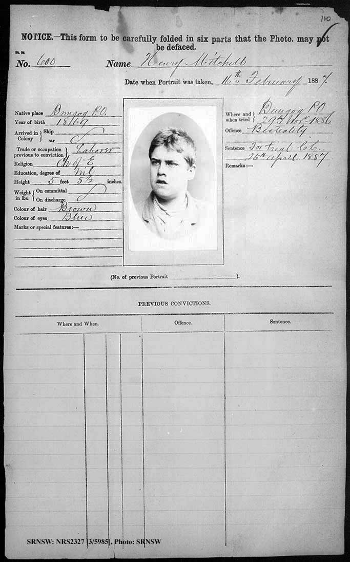 SRNSW: NRS2327, [3/5985], Maitland Gaol photographic description book, 1875-1930, No. 600, p. 110, R5129.