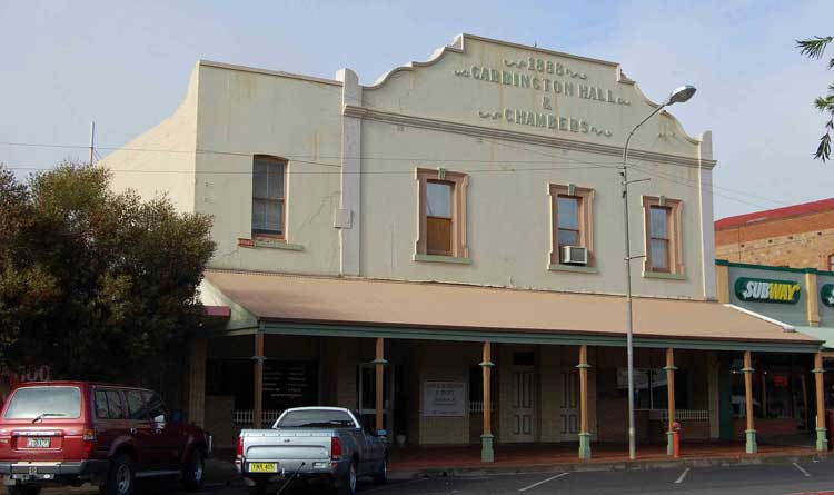 Carrington Hall, directly opposite the current courthouse, 237-47 Argent Street, Broken Hill. Photo: Courtesy—Brian Tonkin, Broken Hill City Library