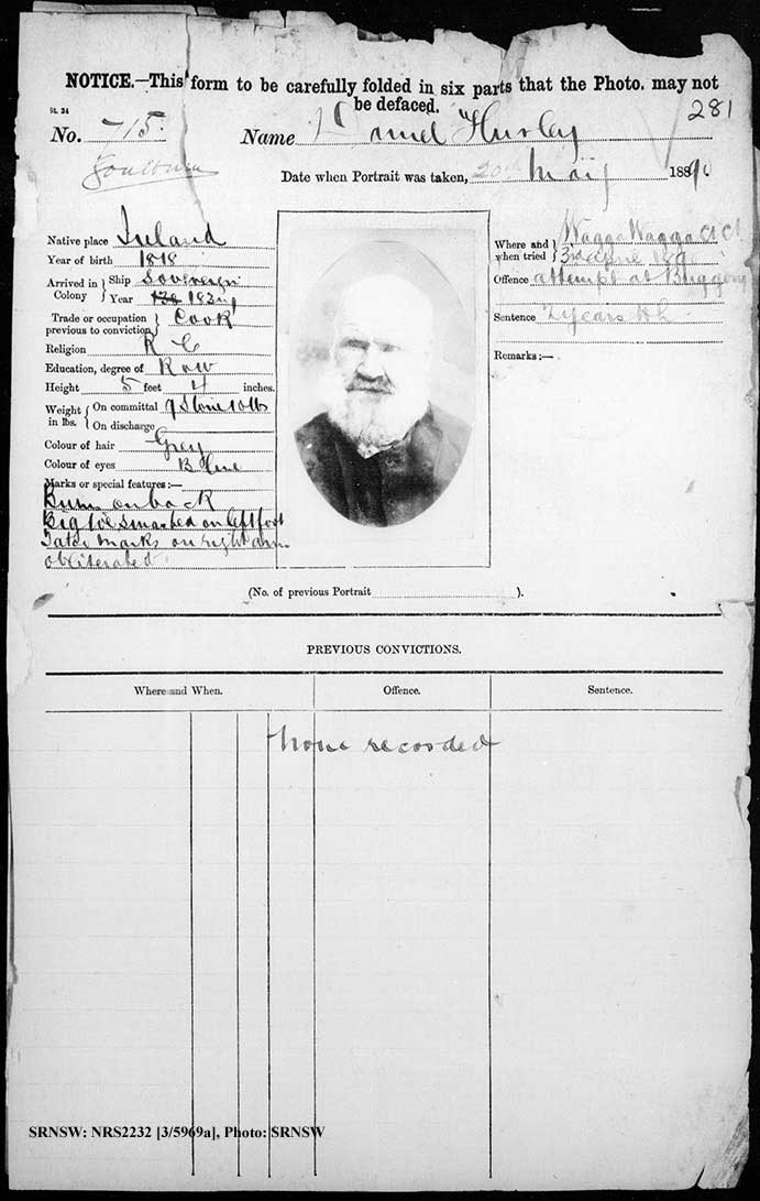 SRNSW: NRS2232, [3/5969A], Goulburn Gaol photographic description book, Dec 1884-May 1890, No. 715, p. 281, R5119.