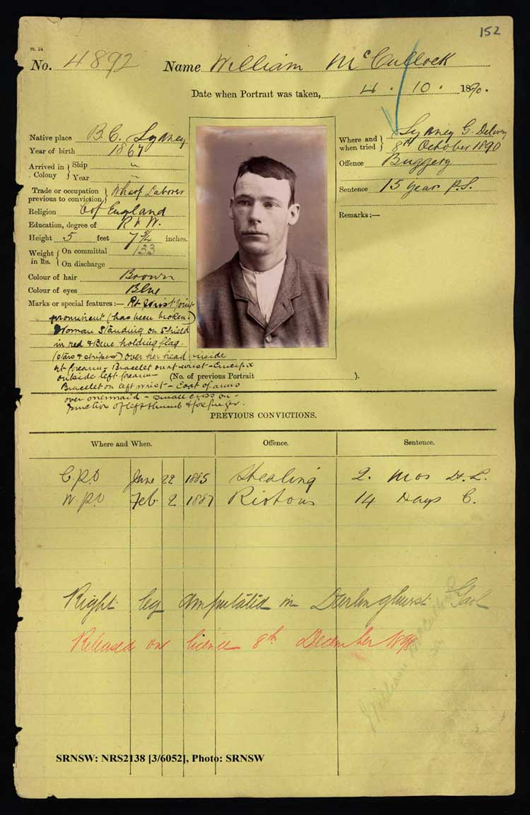 SRNSW: NRS2138, [3/6052], Darlinghurst Gaol photographic description book, 1890, No. 4892, p.152, R5103.