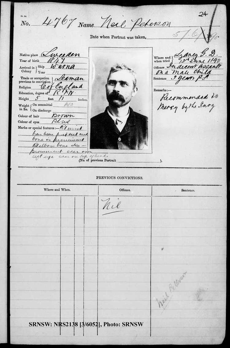 SRNSW: NRS2138, [3/6052], Darlinghurst Gaol photographic description book, 1890, No. 4767, p.24, R5103