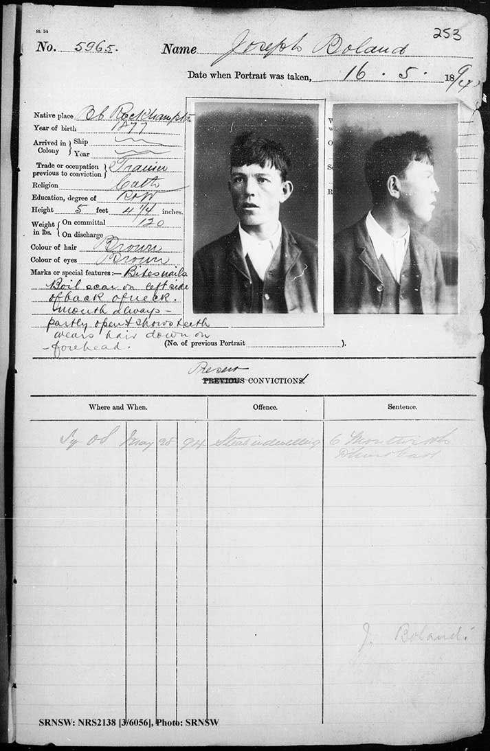 SRNSW: NRS2138, [3/6056], Darlinghurst Gaol photographic description book, 1893-1894, No. 5965, p. 253, R5105.