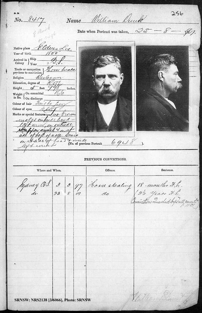SRNSW: NRS2138, [3/6066], Darlinghurst Gaol photographic description book, 1900-1901, No. 8417, p. 256, R5109.