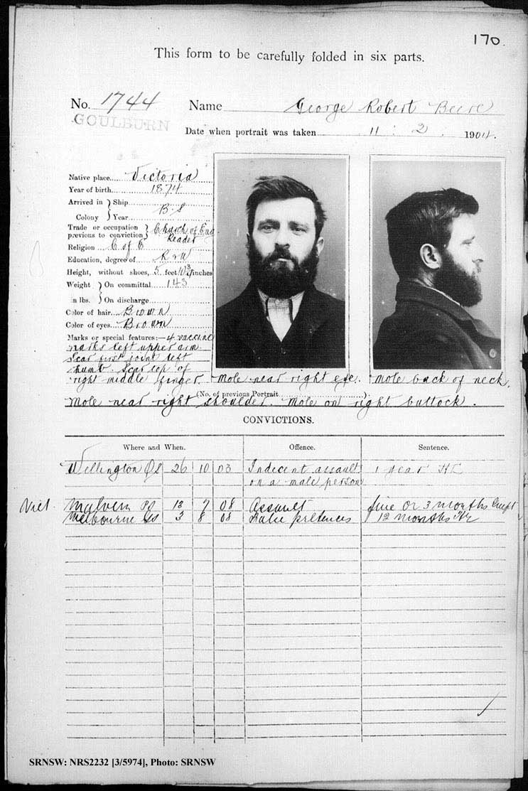 SRNSW: NRS2232, [3/5974], Goulburn Gaol photographic description book, 31 Jul 1902-29 Apr 1904, No. 1744, p. 170, R5120