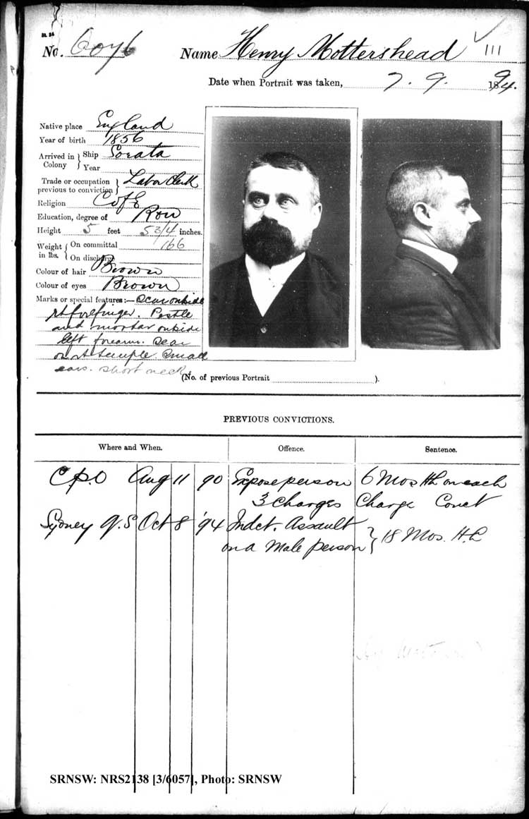 SRNSW: NRS2138, [3/6057], Darlinghurst Gaol photographic description book, 1894-1895, No.6076, p. 111, R5105.