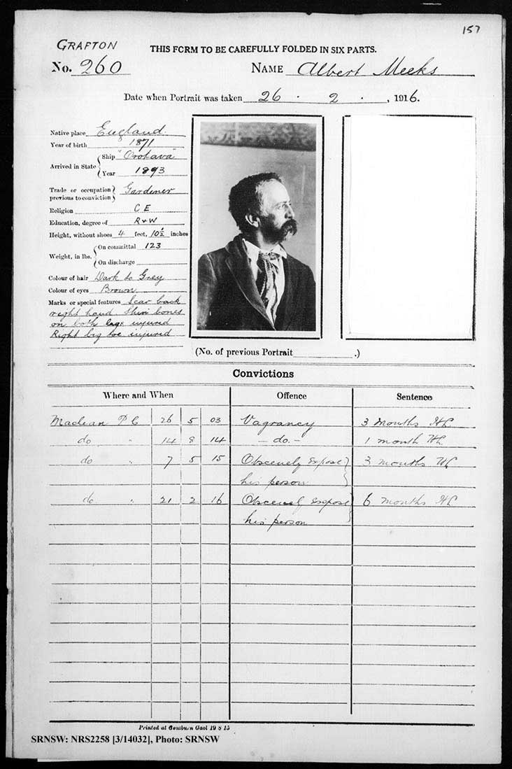 SRNSW: NRS2258, [3/14032], Grafton Gaol photographic description book, Feb 1902-May 1921, No. 260, p. 157, R5125.