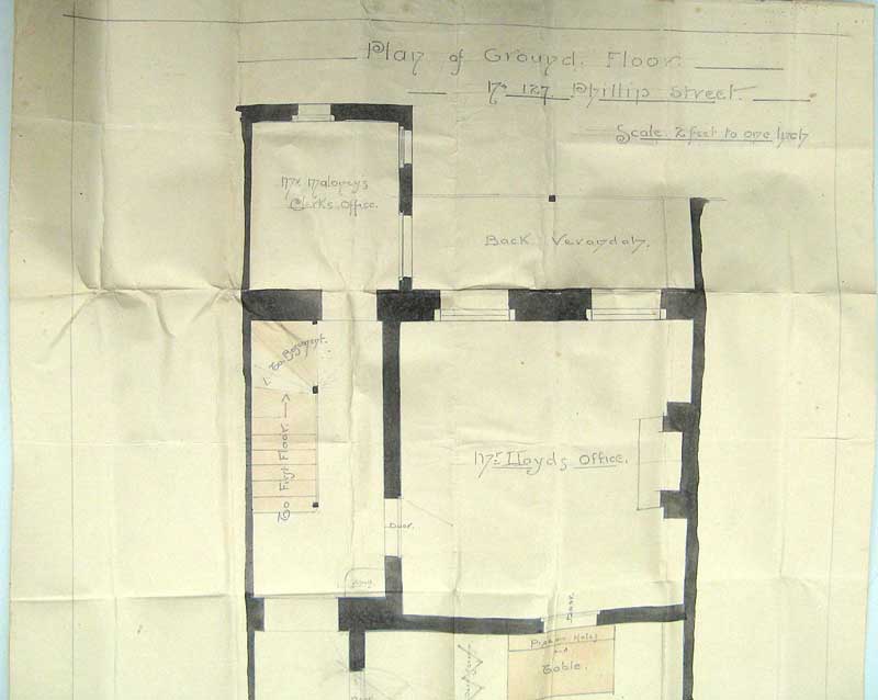 Ground floor plan, rear of 127 Phillip Street, Sydney. Photo: Peter de Waal Ground floor plan, rear of 127 Phillip Street, Sydney. Photo: Peter de Waal
