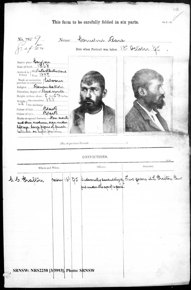 SRNSW: NRS2258, [3/5993], Grafton Gaol photographic description book, Nov 1894-Jun 1910, No. 9, p. 10, R5125.