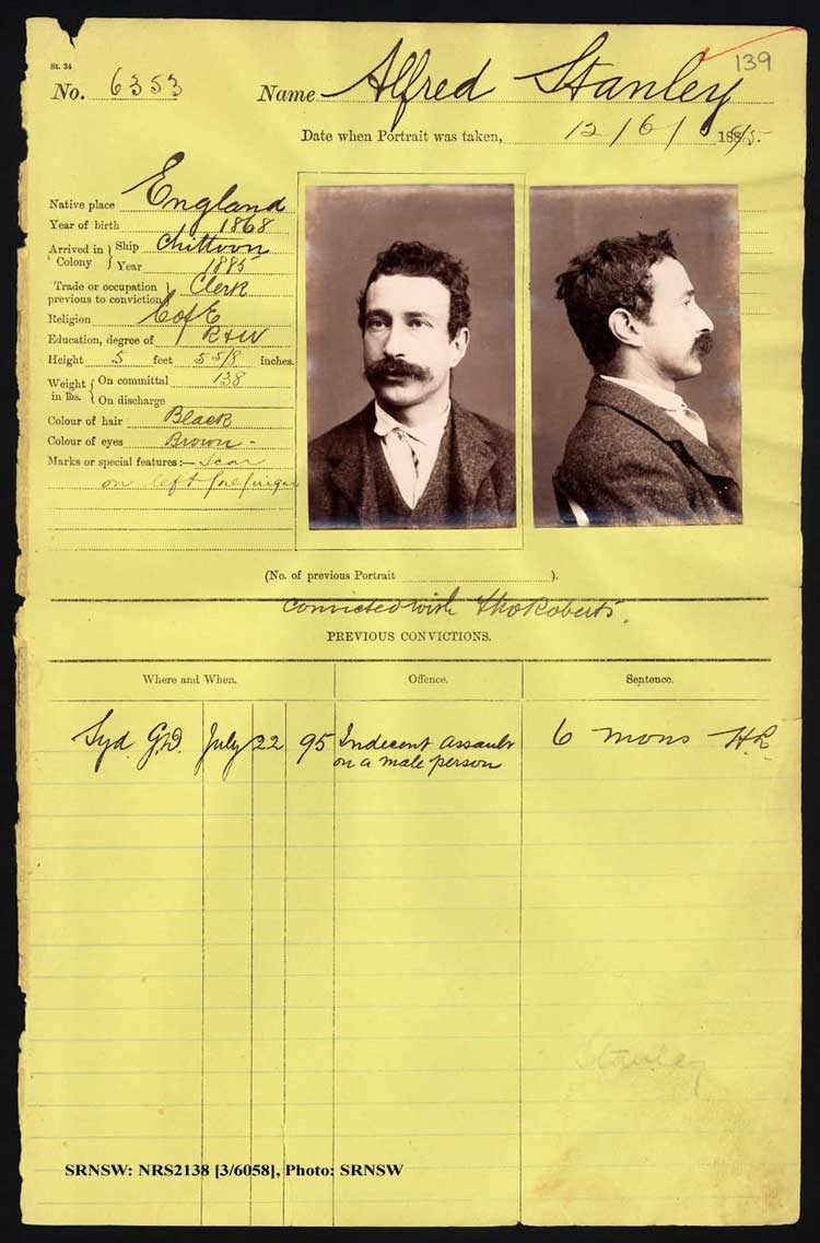 SRNSW: NRS2138, [3/6058], Darlinghurst Gaol photographic description book, 1894-1895, No. 6353, p. 139, R5105.