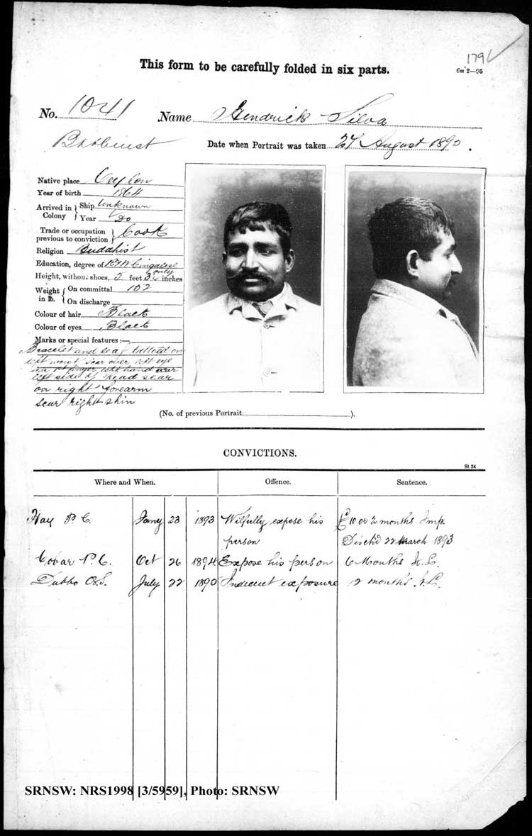 SRNSW: NRS1998, [3/5959], Bathurst Gaol photographic description book, 1874-1930, No.1041, p. 179, R5085.