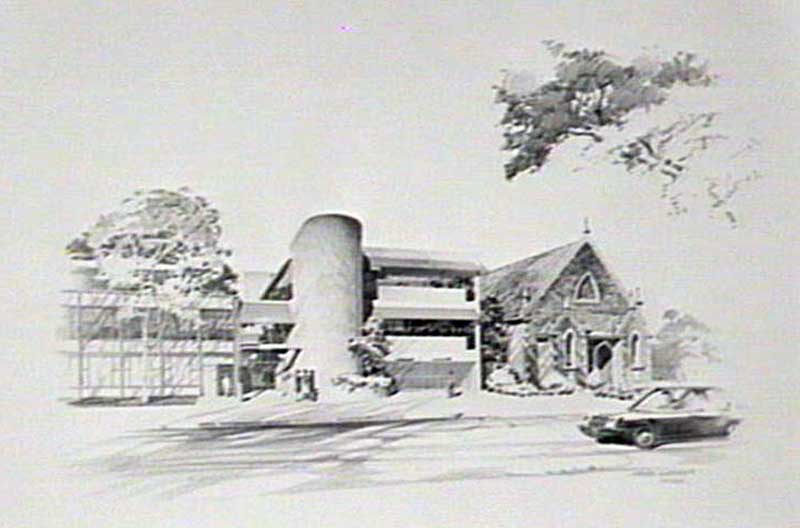 Penrith courthouse extensions: artist's impression, 17 Aug 1979. Image: NSW State Library collection. Reproduction: Peter de Waal