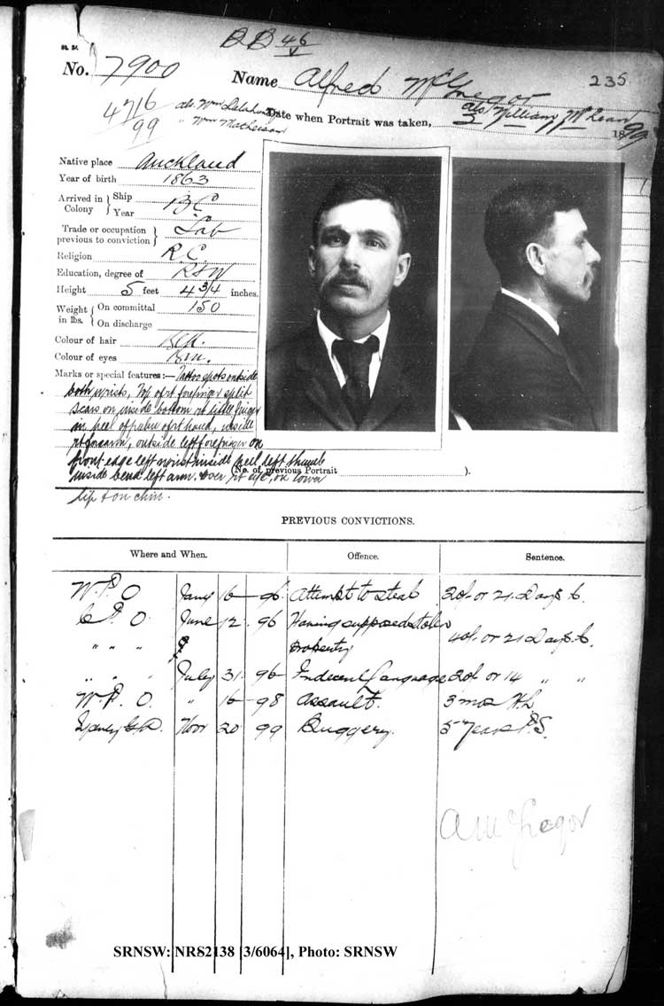 SRNSW: NRS2138, [3/6064], Darlinghurst Gaol photographic description book, 1899-1900, No.7900, p. 235, R5108.