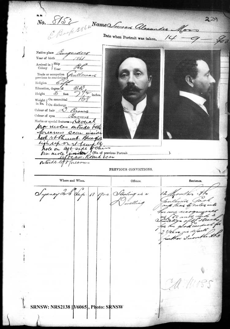 SRNSW: NRS2138, [3/6065], Darlinghurst gaol photograph description books, 1900, No. 8152, p. 229, R5108.