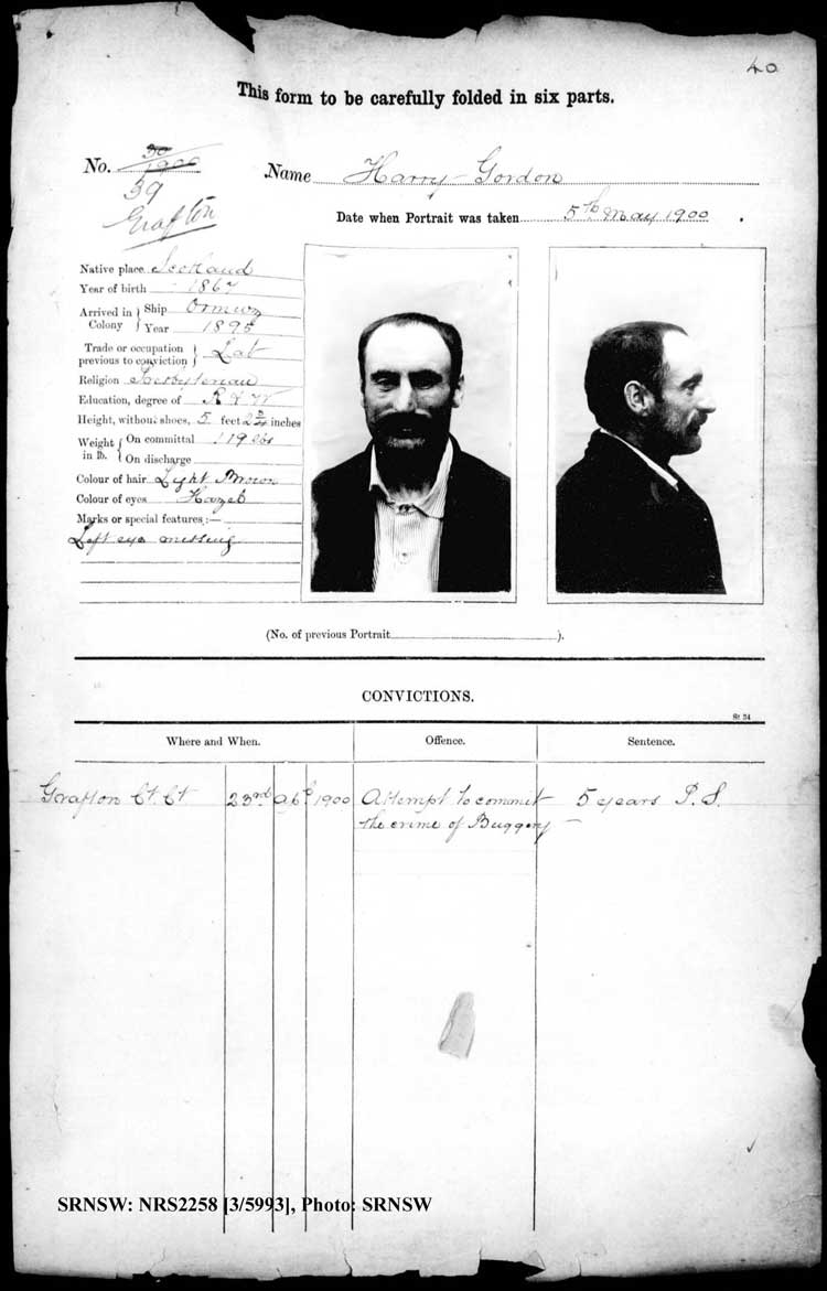 SRNSW: NRS2258, [3/5993], Grafton Gaol photographic description book, Nov 1894-Jun 1910, No. 39, p. 40, R5125.