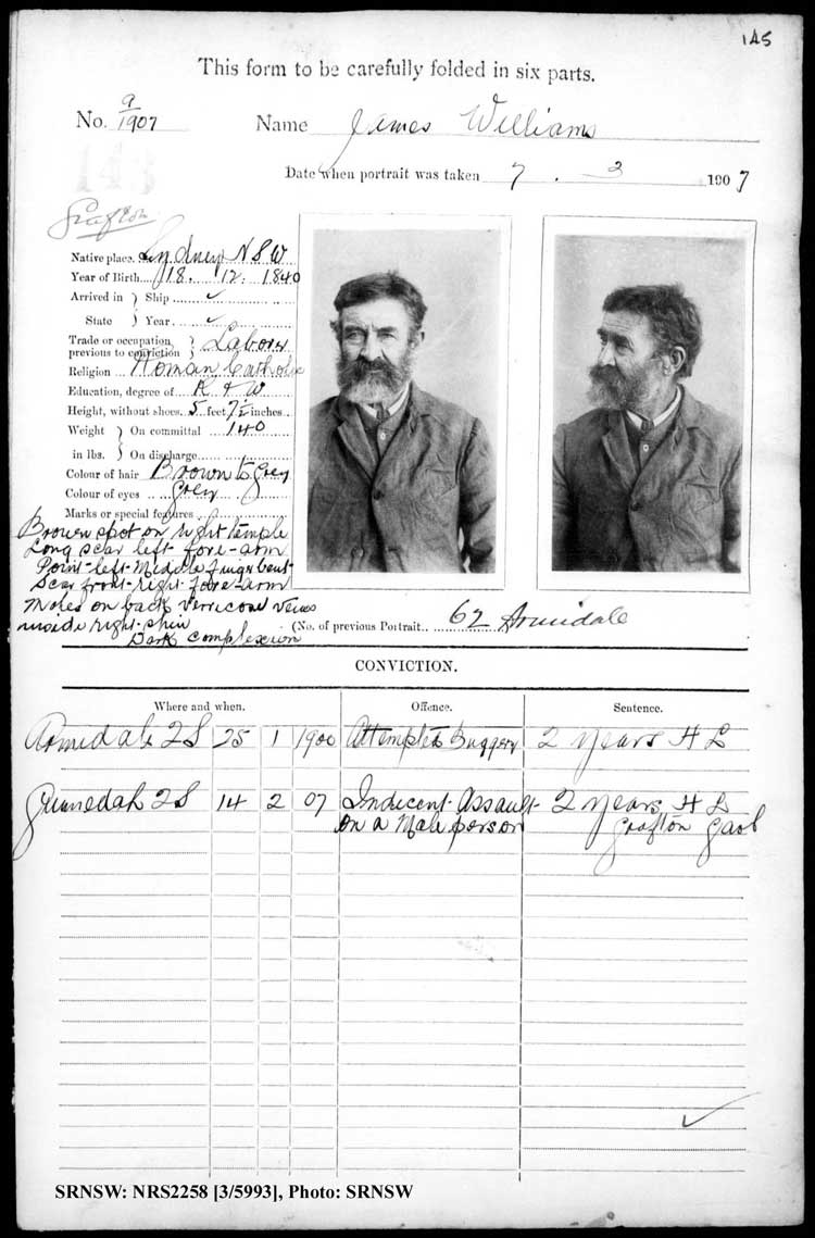 SRNSW: NRS2258, [3/5993], Grafton Gaol photographic description book, Nov 1894- Jun 1910, No. 143, p. 145, R5125.