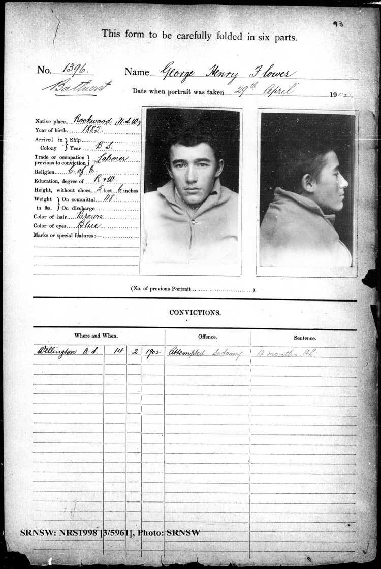 SRNSW: NRS1998, [3/5961], Bathurst Gaol photographic description book, 1874-1930, No. 1396, p. 93, R5086