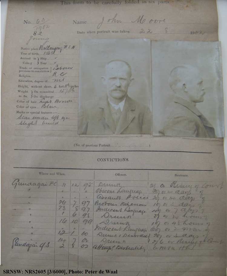 SRNSW: NRS2605, [3/6000], Young Gaol photographic description book, 1894-1920, No. 82, p. –. Emphasis added.