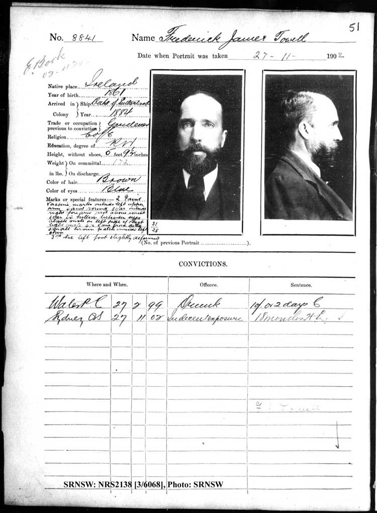 SRNSW: NRS2138, [3/6068], Darlinghurst Gaol photographic description book, 1902-1903, No. 8841, p.51, R5110.
