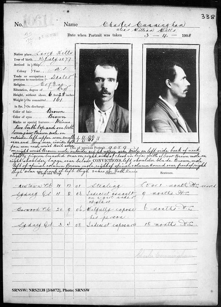 SRNSW: NRS2138, [3/6072], Darlinghurst Gaol photographic description book, 1907-1909, No. 10611, p. 338, R5112.