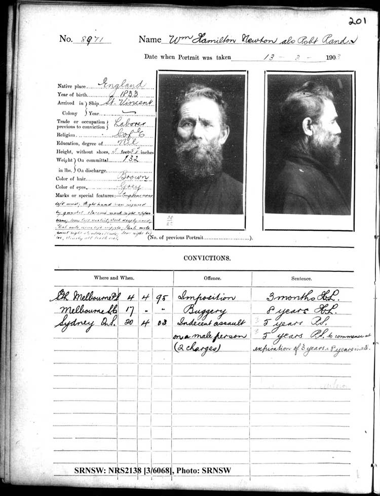 SRNSW: NRS2138, [3/6068], Darlinghurst Gaol photographic description book, 1902-19038, No. 8971, p. 201, R5110.