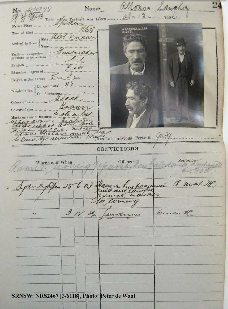 SRNSW: NRS2467, [3/6118], State Penitentiary photographic description book, 19 Nov 1926-5 May 1927, No. 21978, p. 24.