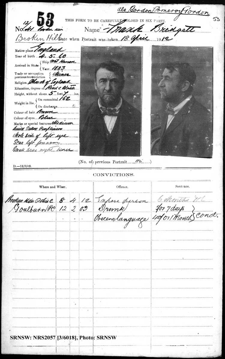 SRNSW: NRS2057, [3/6018], Broken Hill Gaol photographic description book, 1904-1929, No.53, p. 53, R5095.