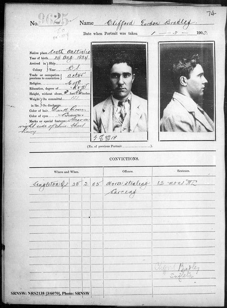 SRNSW: NRS2138, [3/6070], Darlinghurst Gaol photographic description book, 1904-1905, No. 9625, p. 74, R5111.