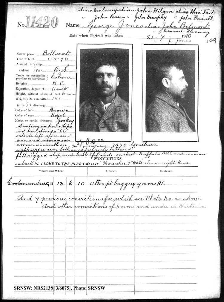 SRNSW: NRS2138, [3/6075], Darlinghurst Gaol photographic description book, 1910-1911, No. 11420, p. 149, R5114.