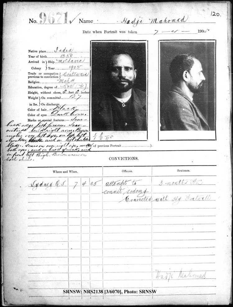SRNSW: NRS2138, [3/6070], Darlinghurst Gaol photographic description book, 1904-1905, No. 9671, p. 120, R5111.