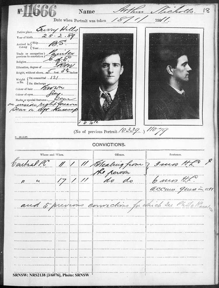 SRNSW: NRS2138, [3/6076], Darlinghurst Gaol photographic description book, 1910-1911, No. 11666, p. 18, R5114.