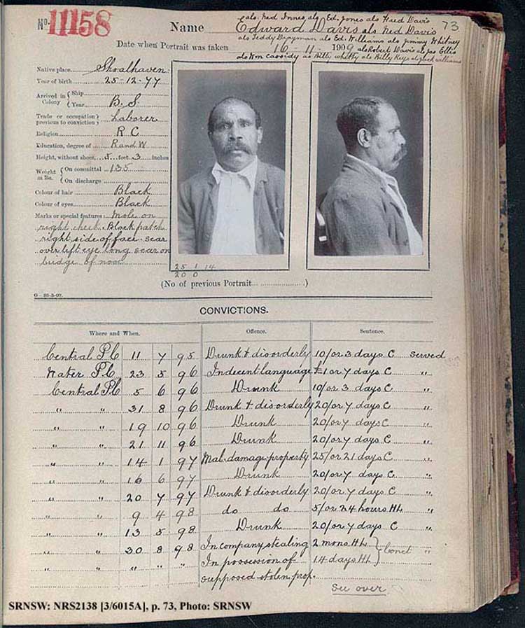 SRNSW: NRS2138, [3/6015A], Darlinghurst Gaol photographic description book, 1909-1910, No. 11158, pp. 73, R5113.