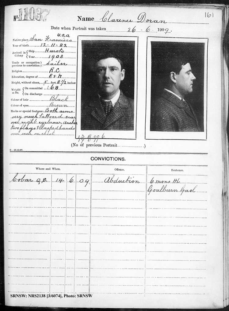 SRNSW: NRS2138, [3/6074], Darlinghurst Gaol photographic description book, 1909-1910, No. 11037, p. 161, R5113.